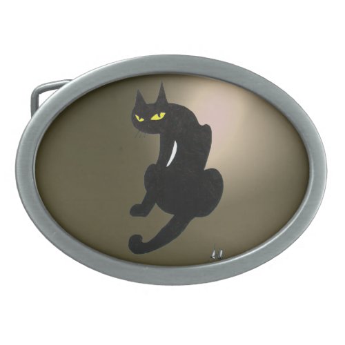 BLACK CAT grey Oval Belt Buckle