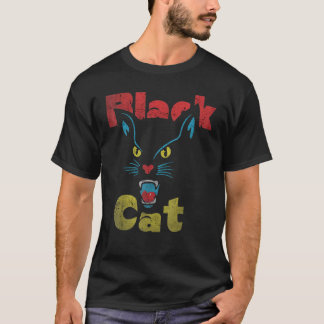Black Cat Grunge Face Vintage Cat T-Shirt