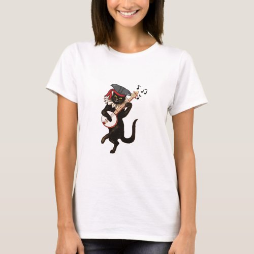 Black Cat Guitar Funny Cat lover T_Shirt
