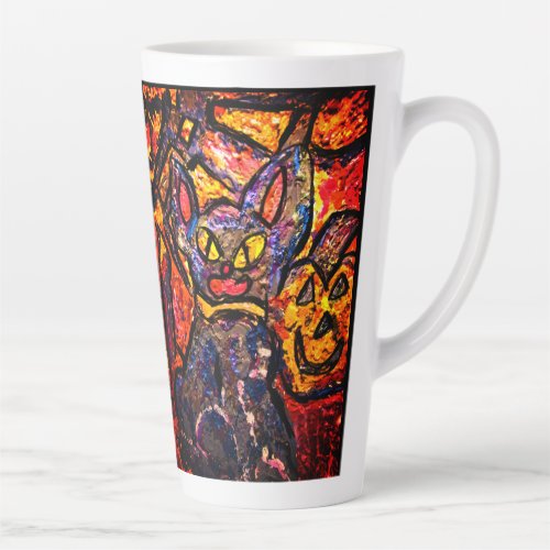 Black Cat  Halloween art  Jigsaw Puzzle Photo Bloc Latte Mug