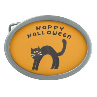 Black Cat Halloween Belt Buckle