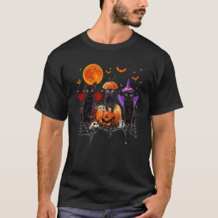 Black Cat Halloween Black Cat Sitting On Pumpkin T-Shirt