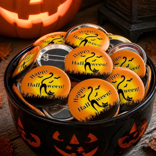Black Cat Halloween Button (Creator Uploaded)