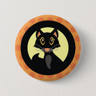 Black Cat Halloween Button Pin Badge
