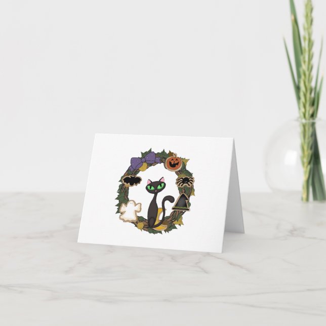 Black Cat Halloween Card (Front)