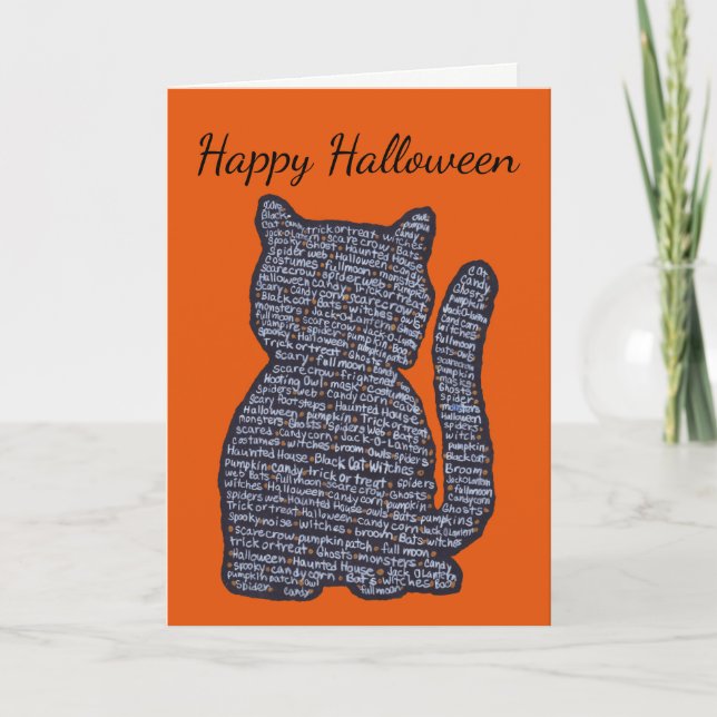 Black Cat Halloween Card (Front)