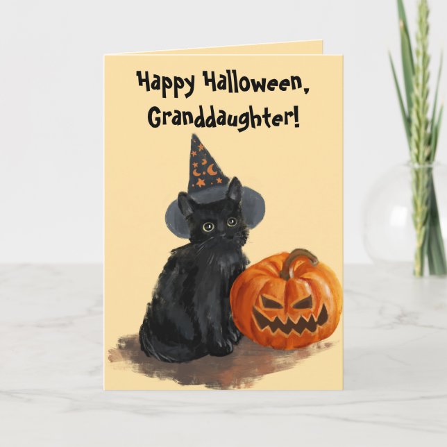 BLACK CAT HALLOWEEN CARD FOR GRANDDAUGHTER (Front)