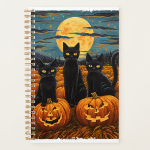 Black Cat Halloween Cat Lovers Starry Night Cat Va Planner