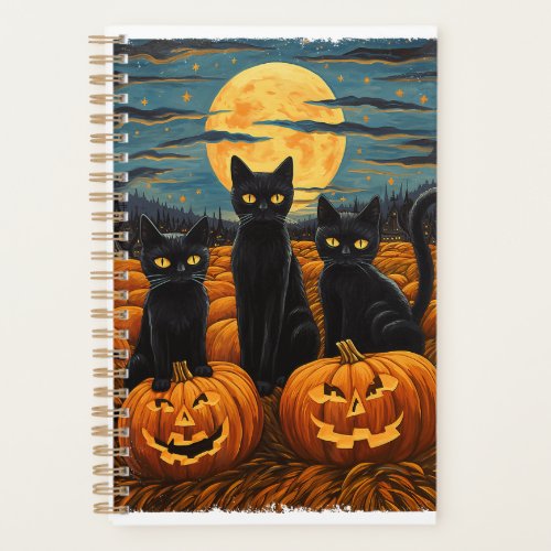 Black Cat Halloween Cat Lovers Starry Night Cat Va Planner