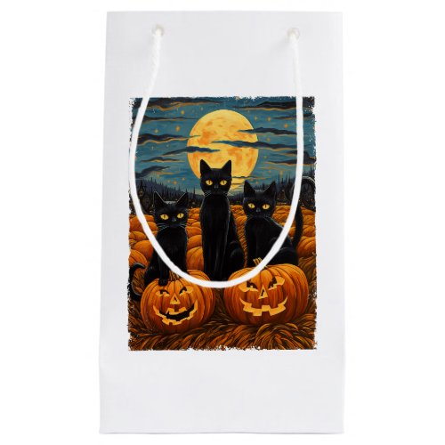 Black Cat Halloween Cat Lovers Starry Night Cat Va Small Gift Bag