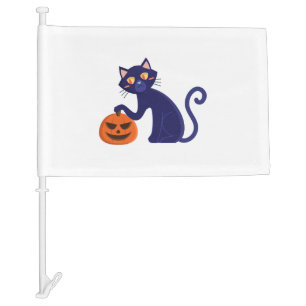 Black Cat Halloween Character Car Flag