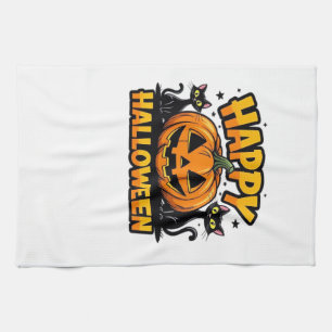 Black Cat Halloween Classic T-Shirt_2 Kitchen Towel