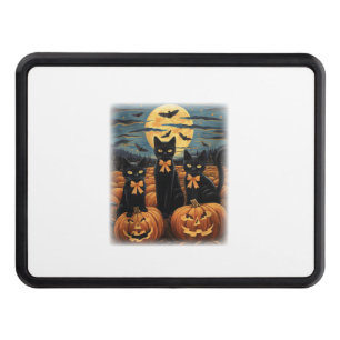 Black Cat Halloween Coquette Bow Cat Halloween Coq Hitch Cover