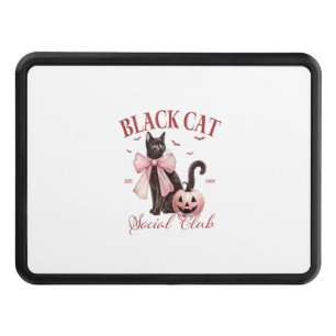 Black Cat Halloween Coquette Social Club Pink Bow  Hitch Cover