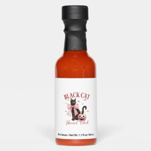 Black Cat Halloween Coquette Social Club Pink Bow  Hot Sauces