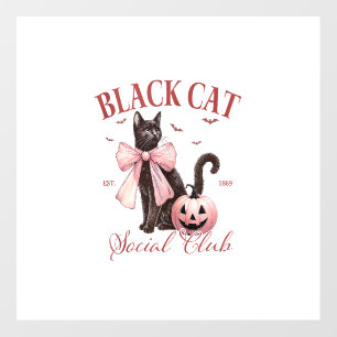 Black Cat Halloween Coquette Social Club Pink Bow Wall Decal