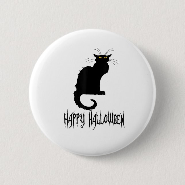 Black Cat Halloween , Costume Idea, Party, Plus si Button (Front)