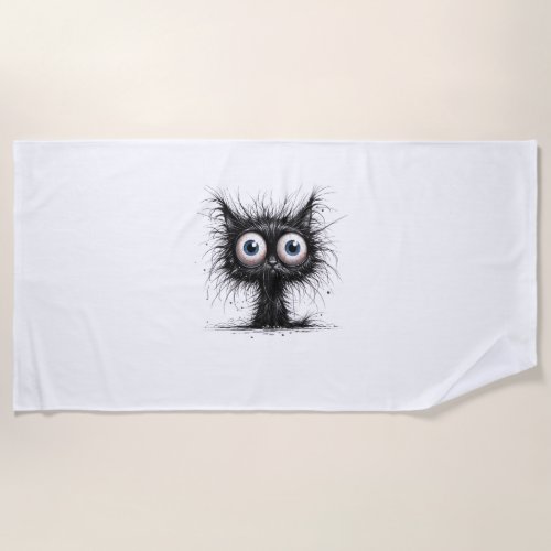 Black Cat Halloween Costume Party Funny Scary Cat  Beach Towel