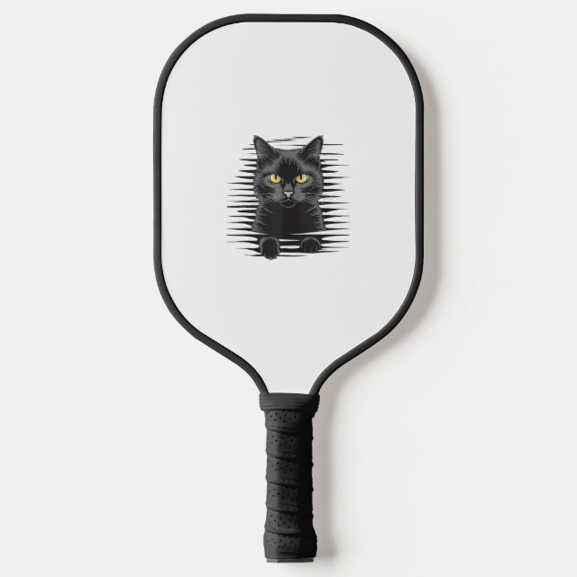 Black Cat Halloween Costume Spooky Kitty Cat Kitte Pickleball Paddle (Front)