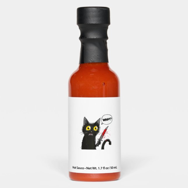 Black Cat Halloween Costume What Funny Cat Lover  Hot Sauces (Front)