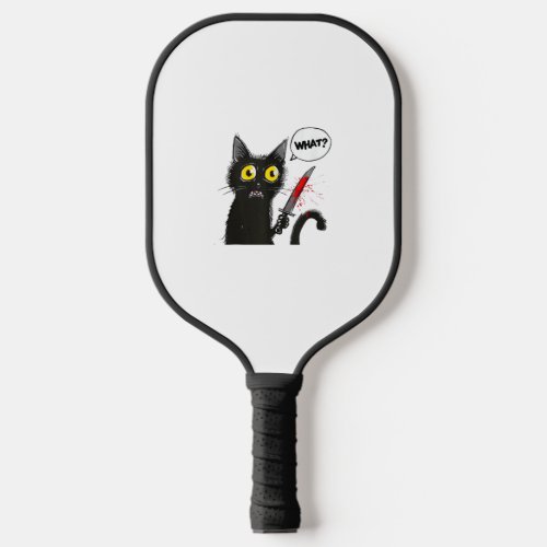 Black Cat Halloween Costume What Funny Cat Lover  Pickleball Paddle