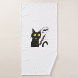 Black Cat Halloween Costume Witchcraft Spider Web Bath Towel