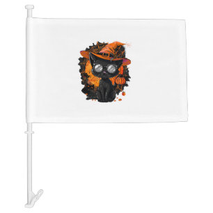 Black Cat Halloween Costume Witchcraft Spider Web Car Flag