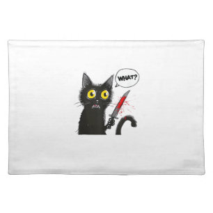 Black Cat Halloween Costume Witchcraft Spider Web Cloth Placemat