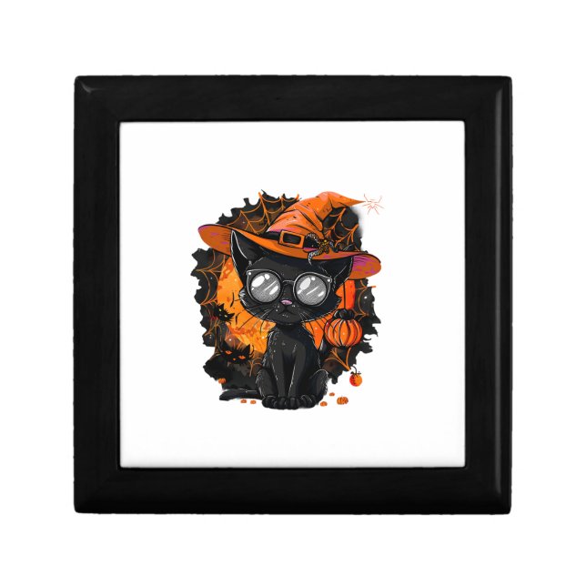 Black Cat Halloween Costume Witchcraft Spider Web  Gift Box (Front)