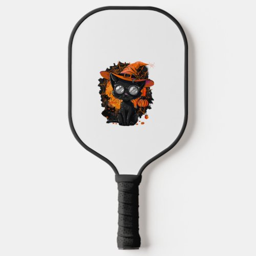 Black Cat Halloween Costume Witchcraft Spider Web  Pickleball Paddle