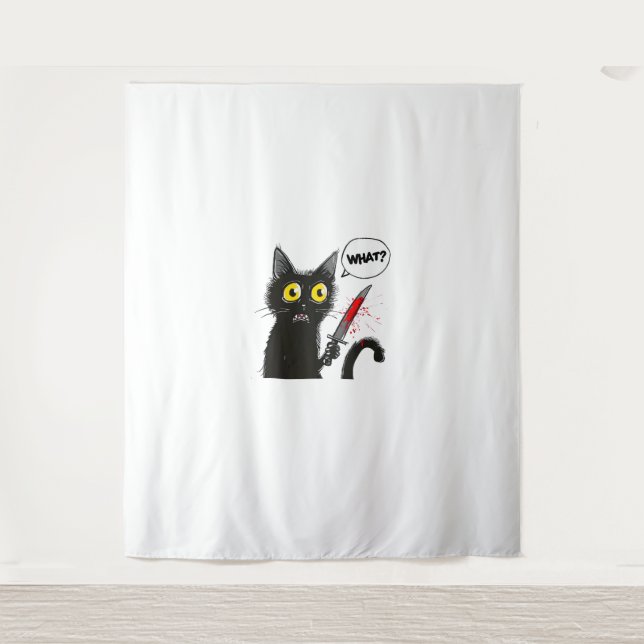 Black Cat Halloween Costume Witchcraft Spider Web  Tapestry (Front)