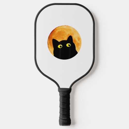 Black Cat Halloween Design Funny Cat Halloween  Pickleball Paddle