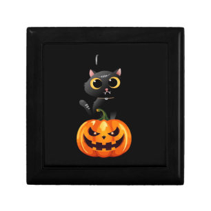 Black Cat Halloween Design – Spooky Pumpkin Art fo Gift Box