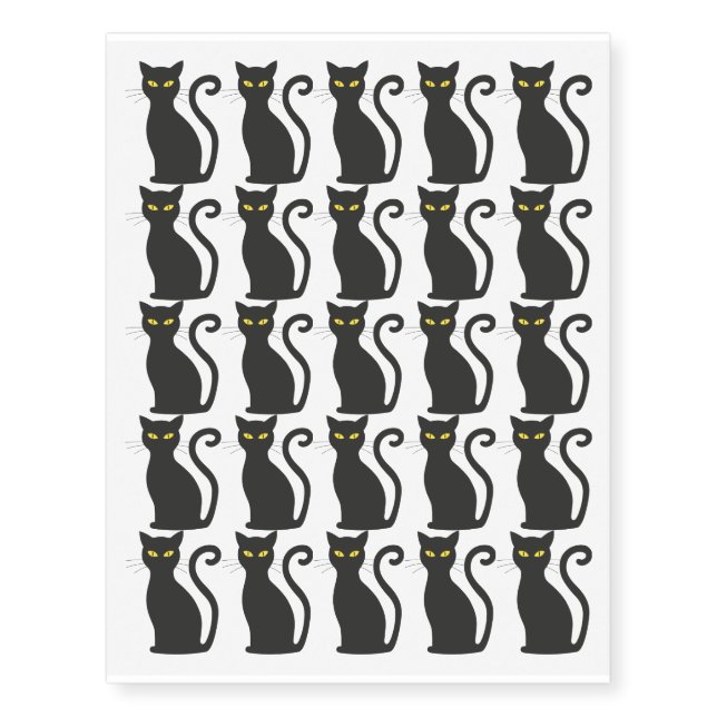 Black Cat Halloween Design Temporary Tattoos (Front)
