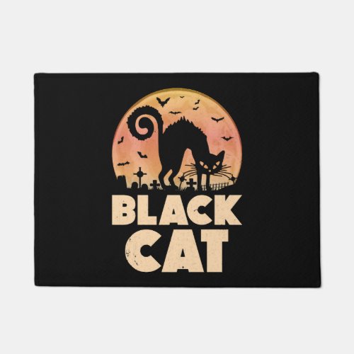 Black Cat Halloween Doormat