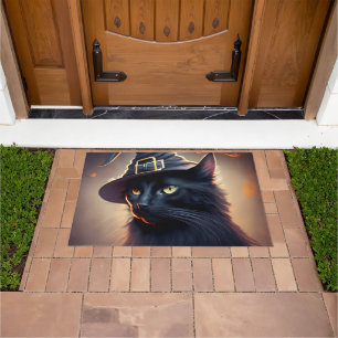 Black Cat Halloween Doormat