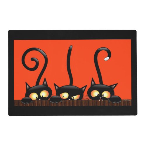 Black Cat Halloween Double Sided Placemat