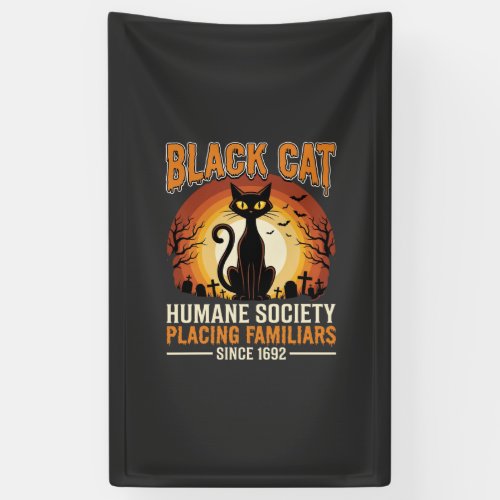 Black Cat Halloween Familiar Vintage Graveyard Des Banner
