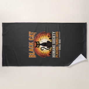 Black Cat Halloween Familiar Vintage Graveyard Des Beach Towel