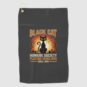 Black Cat Halloween Familiar Vintage Graveyard Des Golf Towel