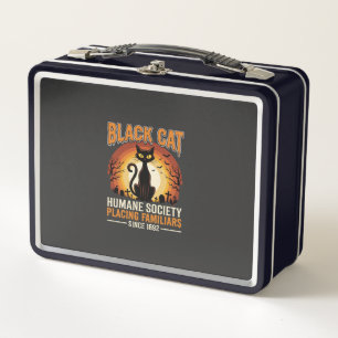 Black Cat Halloween Familiar Vintage Graveyard Des Metal Lunch Box