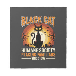 Black Cat Halloween Familiar Vintage Graveyard Des Notepad