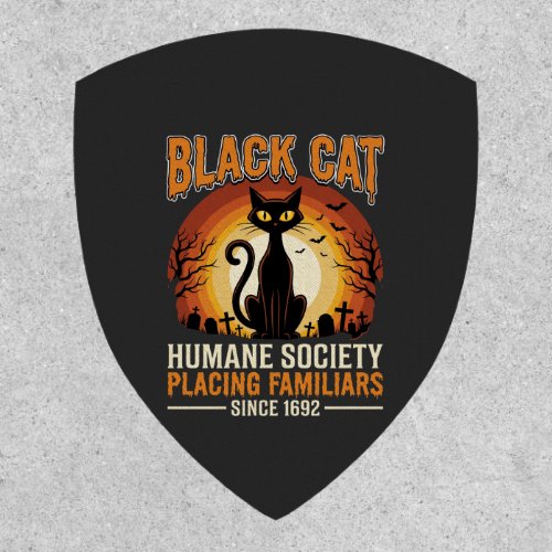 Black Cat Halloween Familiar Vintage Graveyard Des Patch