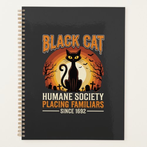 Black Cat Halloween Familiar Vintage Graveyard Des Planner