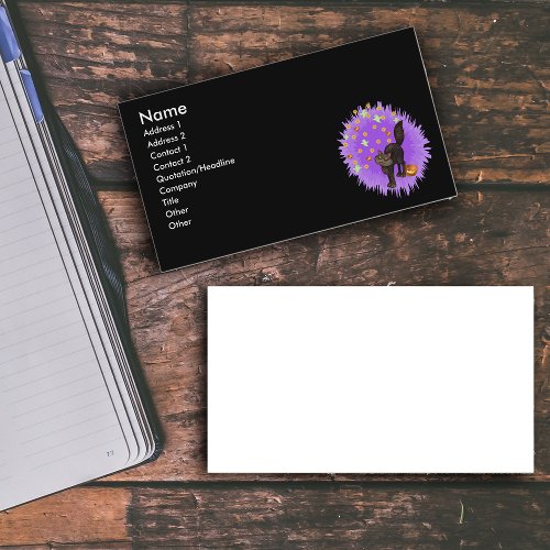 Black Cat Halloween Fireworks Custom Business Card