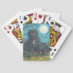 BLACK CAT HALLOWEEN FOLK ART PLAYING CARDS