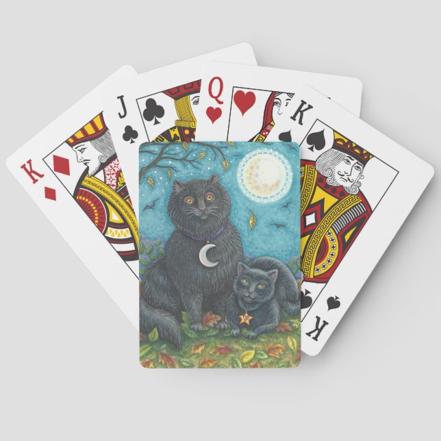 BLACK CAT HALLOWEEN FOLK ART PLAYING CARDS (Back)