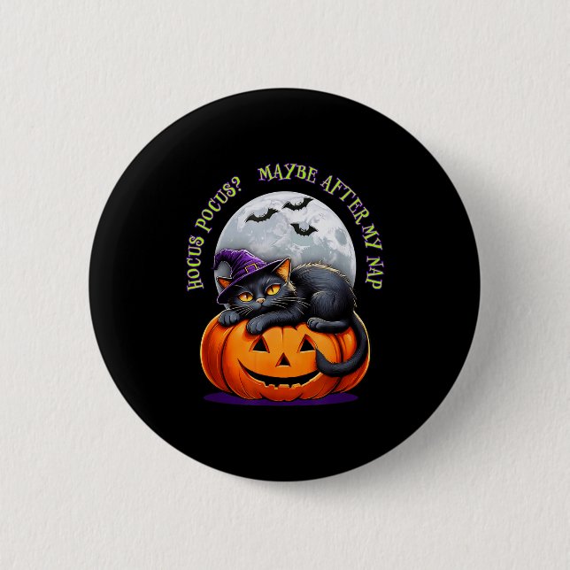 Black Cat Halloween Funny Pumpkin Costume Gift  Button (Front)