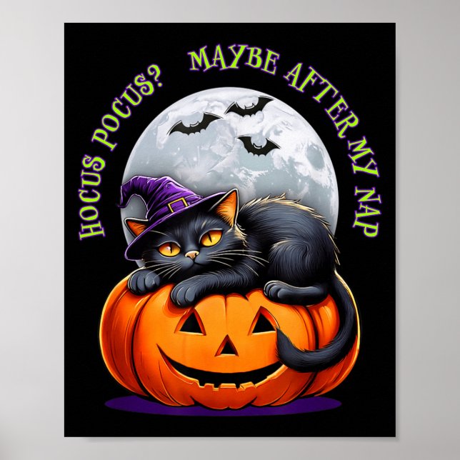 Black Cat Halloween Funny Pumpkin Costume Gift  Poster (Front)