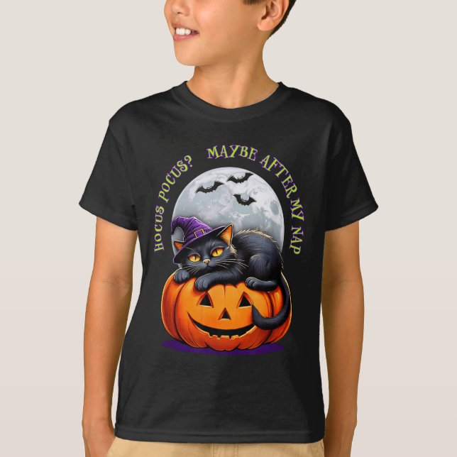 Black Cat Halloween Funny Pumpkin Costume Gift  T-Shirt (Front)